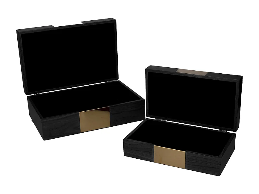 Scatola legno 1-2 nero rettangolare cm 31x20h10