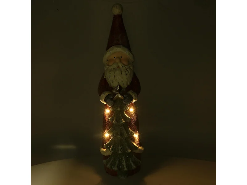 Babbo natale resina led con albero rosso cm 18x19h66