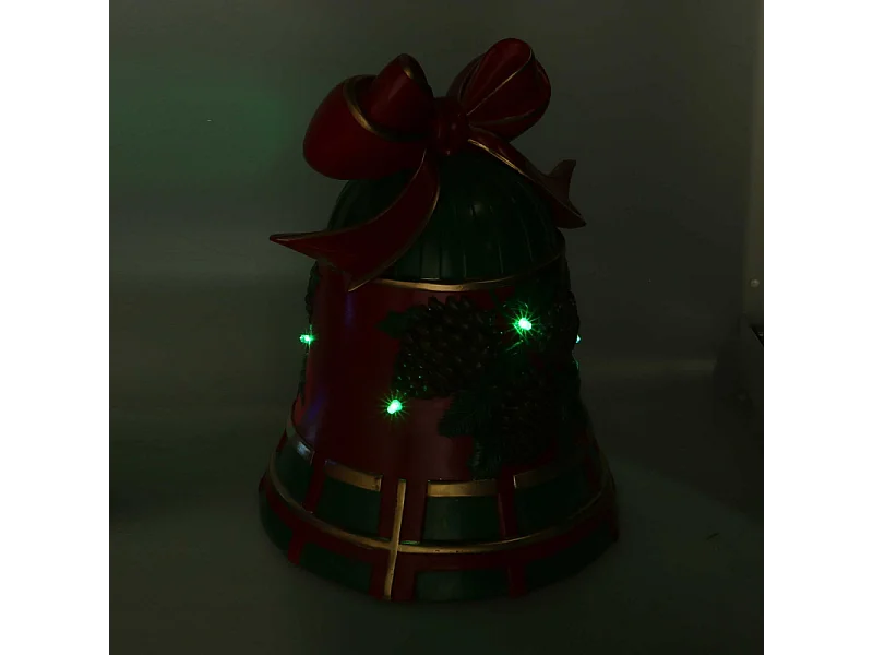 Campana resina pigne rosso e verde con led cm 25x24h33