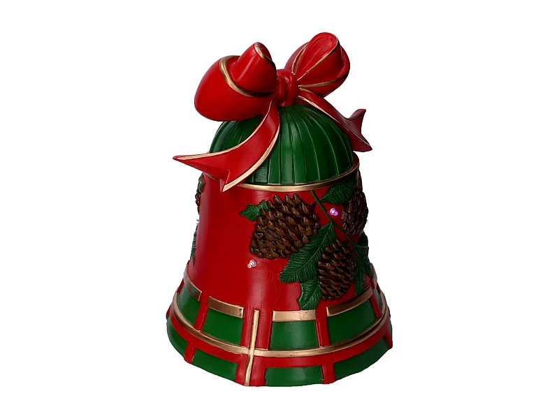 Campana resina pigne rosso e verde con led cm 25x24h33