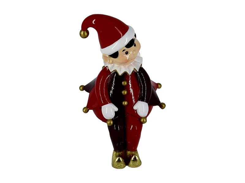 Elfo resina seduto rosso cm 12,4x13,7h21,5