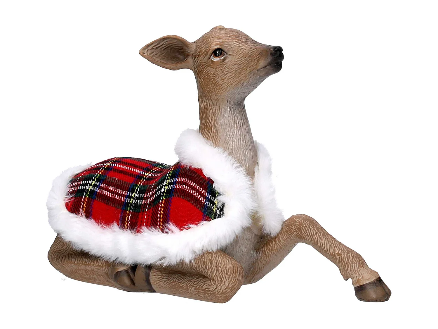Renna resina con mantello scozzese naturale cm 29x9,6h18
