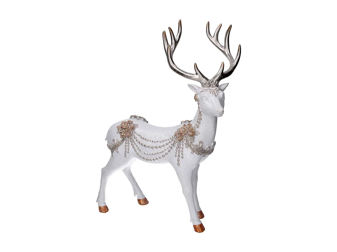 Renna resina bianco cm 30,5x16h42,5