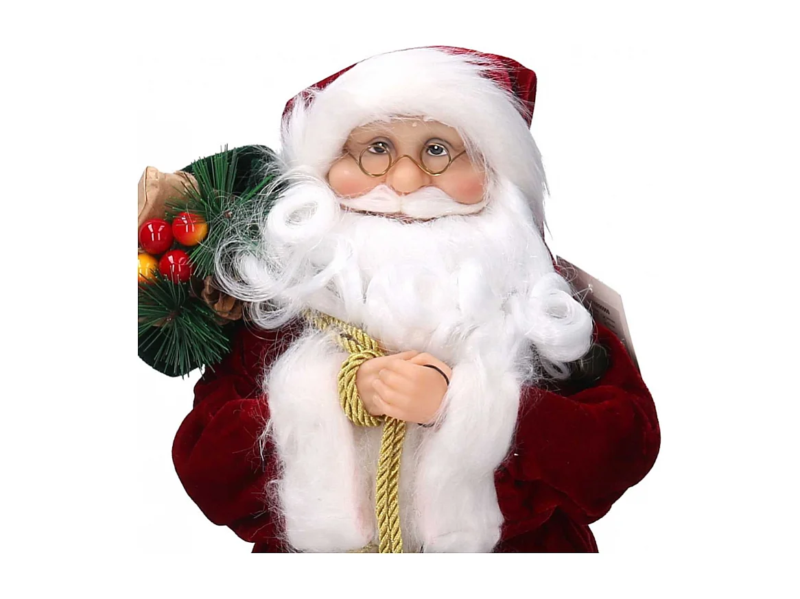 Babbo natale tessuto con lanterna rossocm 20x8h45