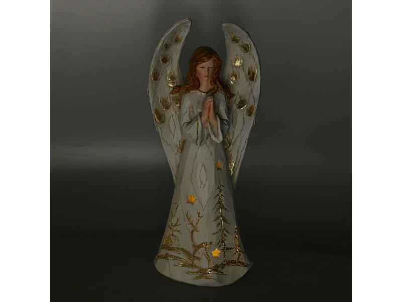Angelo resina oro con led cm 14,5x14,5h31