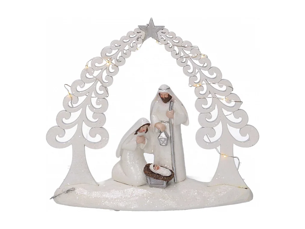 Nativita' resina bianco con led cm 20x5,5h17