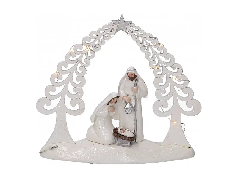 Nativita' resina bianco con led cm 20x5,5h17