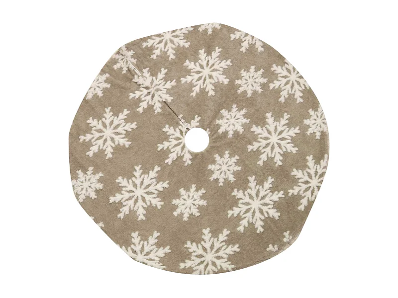 Copribase tessuto albero fiocchi di neve beige cm ø107h1