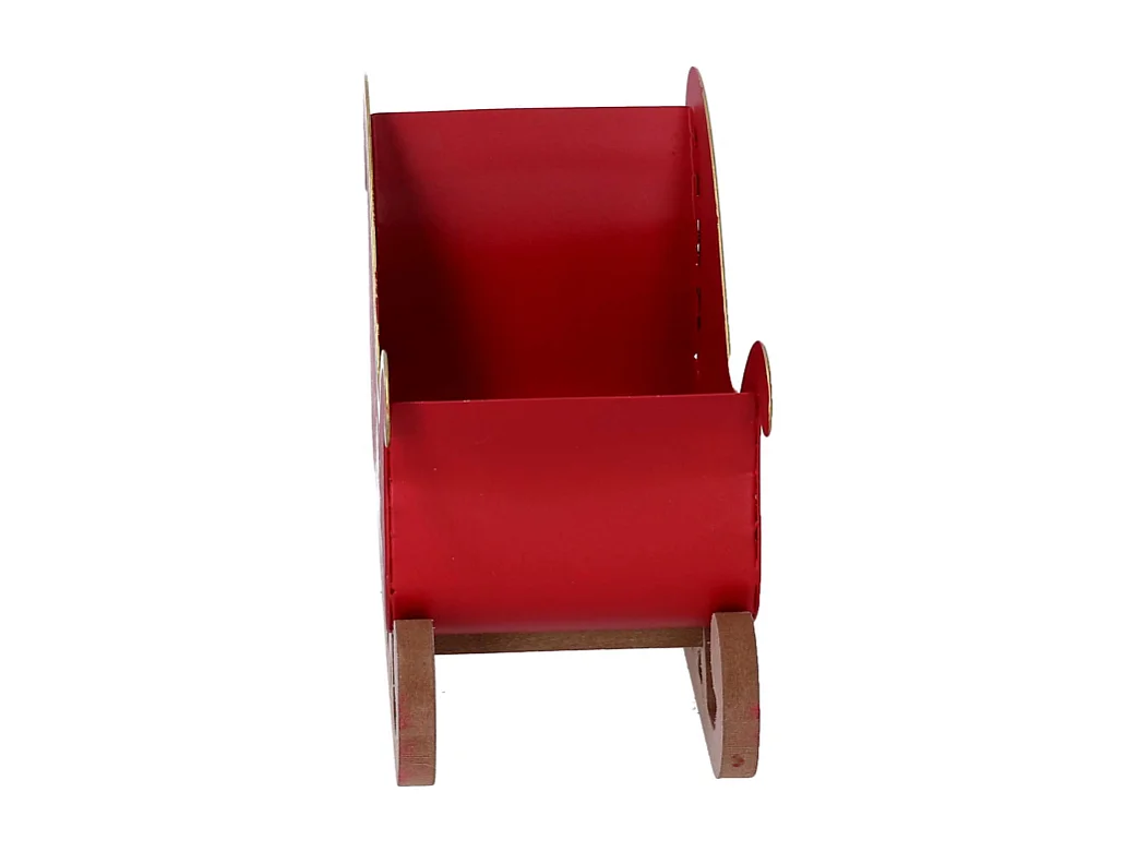 Slitta metallo casetta bianco e rosso cm27,5x10h20