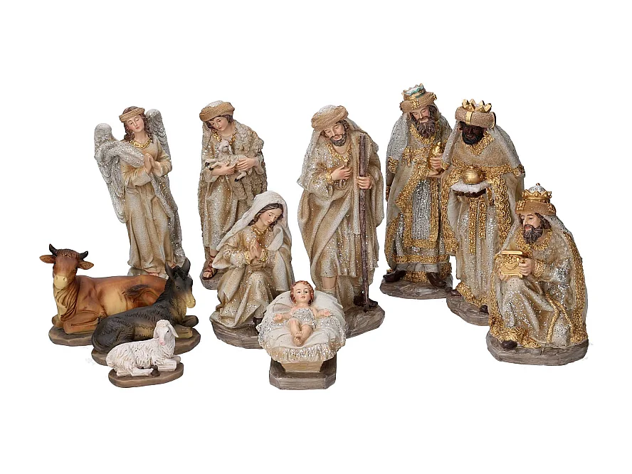 Presepe resina set 11pz oro cmh20