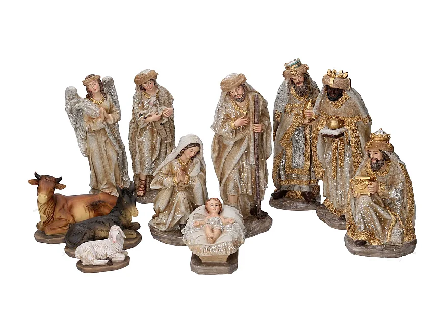 Presepe resina set 11pz oro cmh20