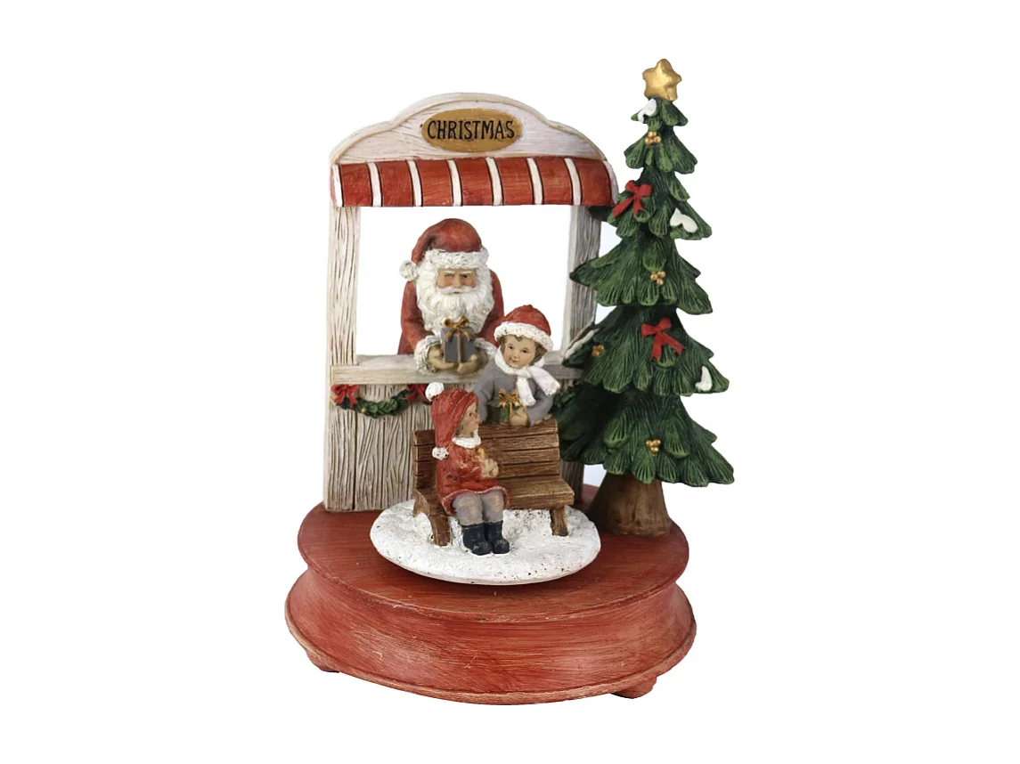 Carillon resina babbo natale con musicarosso cm 17x16h23,5
