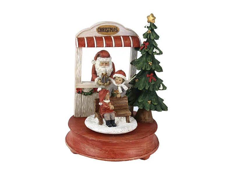 Carillon resina babbo natale con musicarosso cm 17x16h23,5