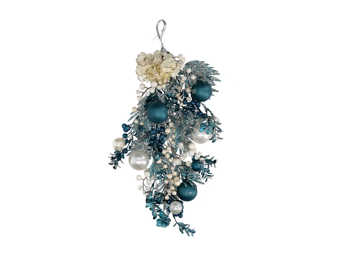 Festone plastica sfere bianco e blu cm 55