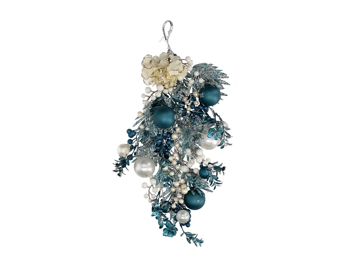 Festone plastica sfere bianco e blu cm 55