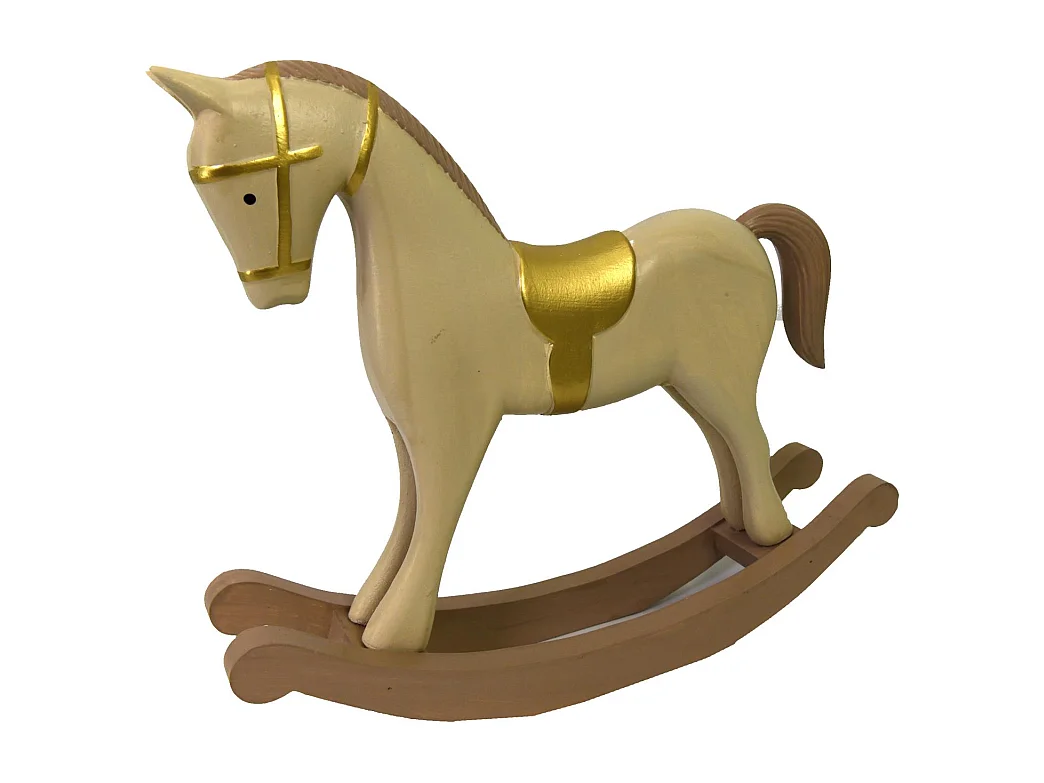 Cavallo a dondolo legno oro beige cm 26,5x6,5h23