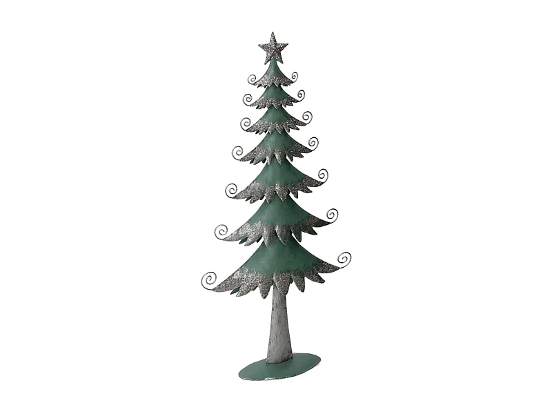 Albero metallo argento e verde salvia cm 26x7,5h51,2