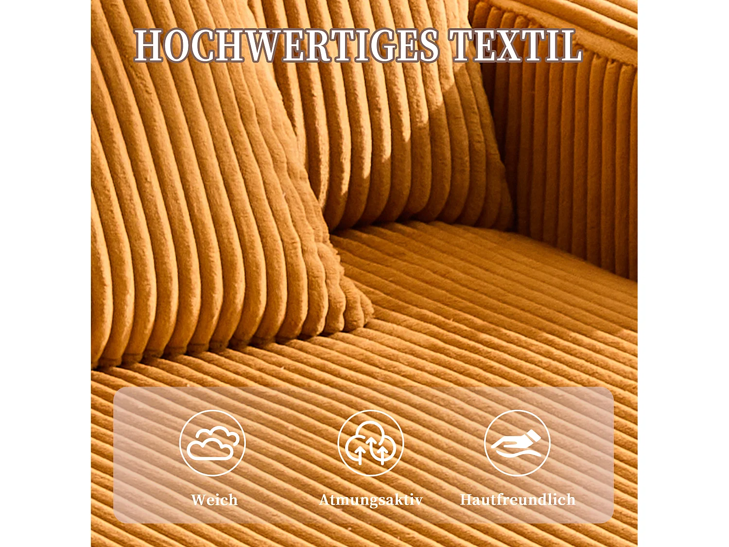 Canapé couchage 3 places - 142 x 128 x 85 cm - avec porte-gobelets + ports USB + Leds - velours - jaune