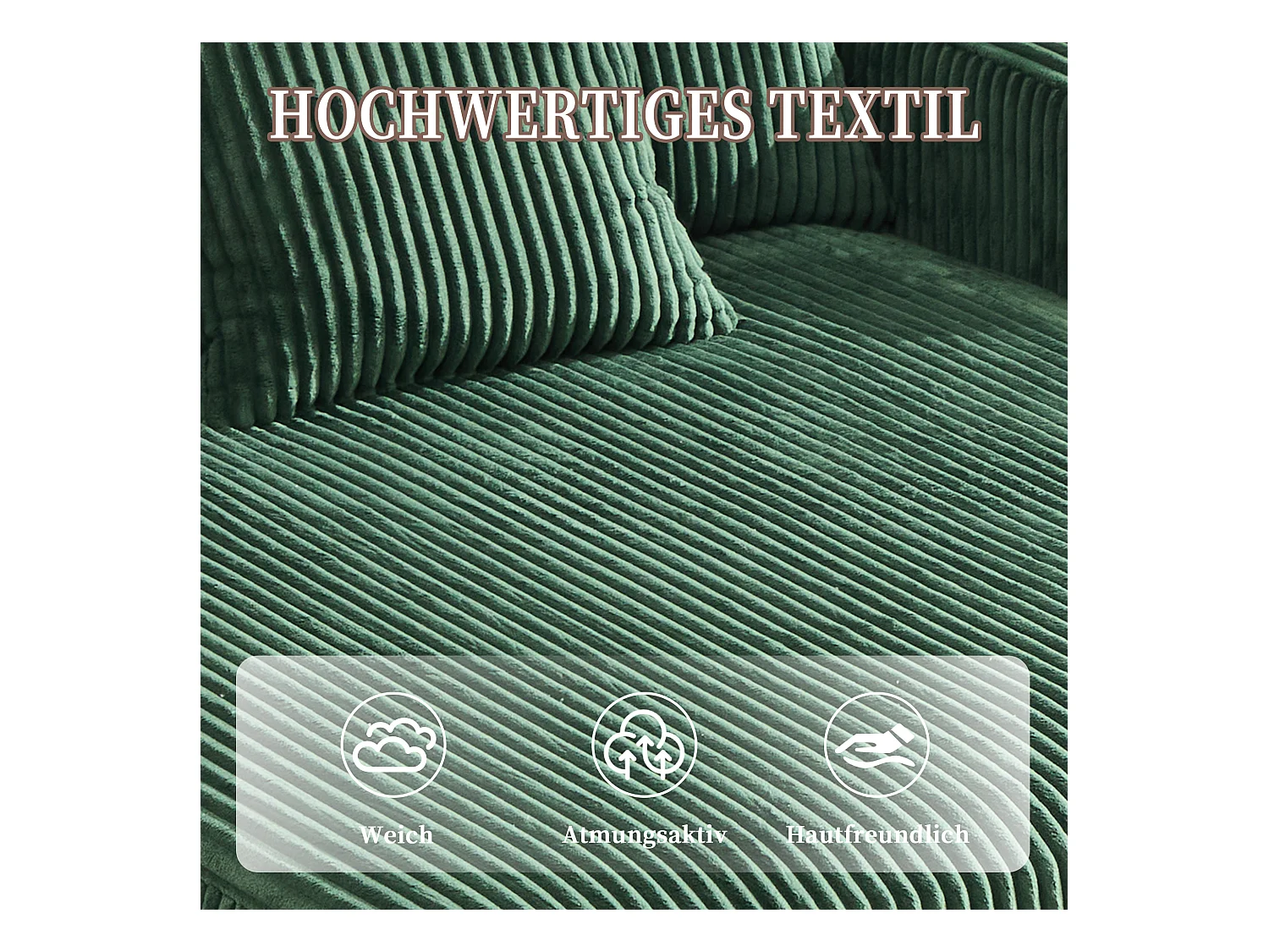 Canapé couchage 3 places - 142 x 128 x 85 cm - avec porte-gobelets + ports USB + Leds - velours - vert