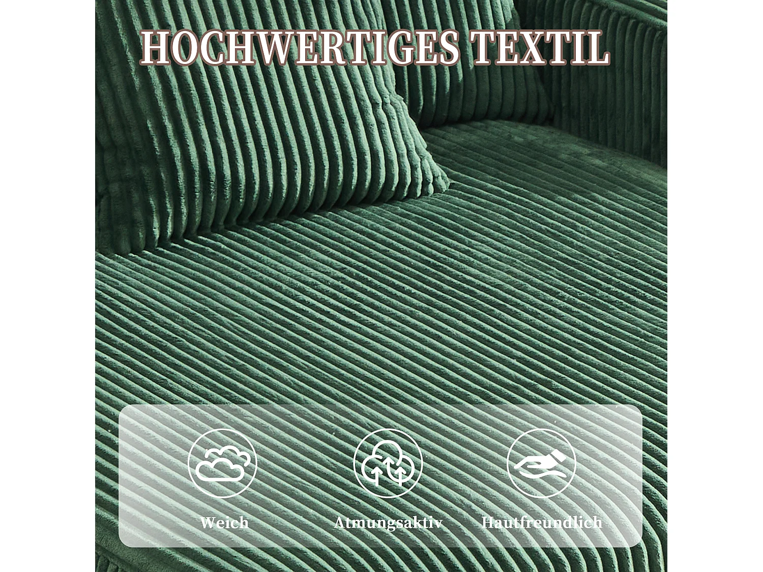 Canapé couchage 3 places - 142 x 128 x 85 cm - avec porte-gobelets + ports USB + Leds - velours - vert