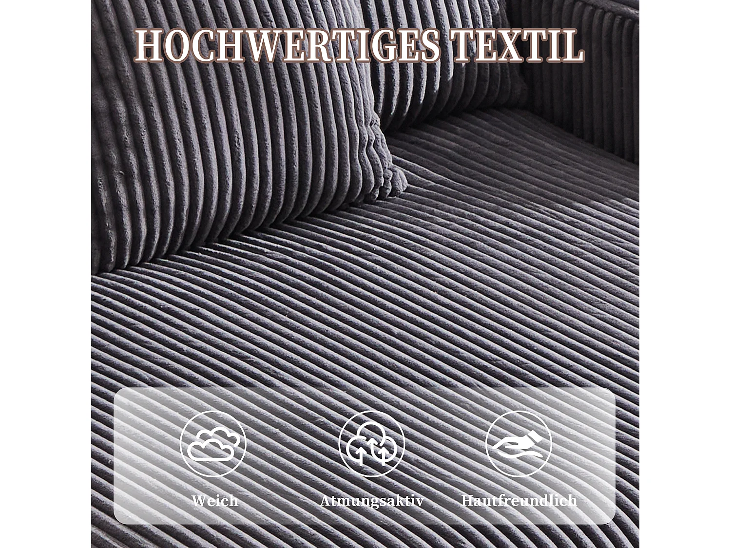 Canapé couchage 3 places - 142 x 128 x 85 cm - avec porte-gobelets + ports USB + Leds - velours - gris foncé