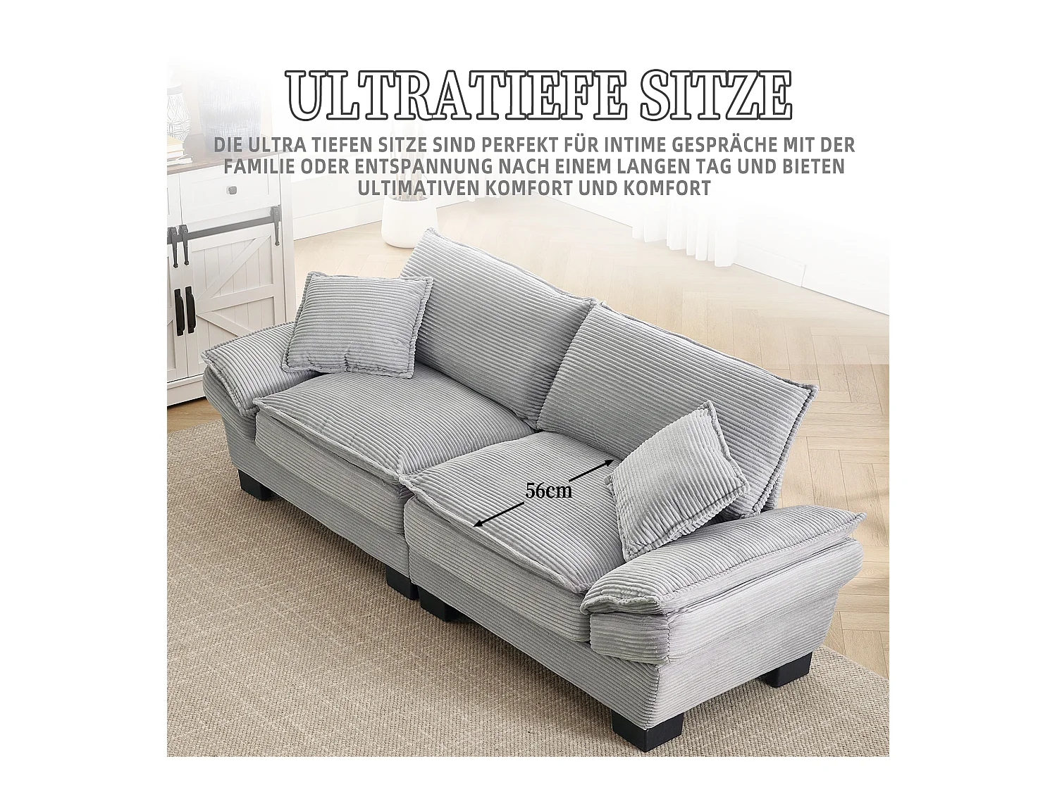 Canapé double moderne et simple - 224 x 81 x 81 cm  - avec une couette - velours - gris clair