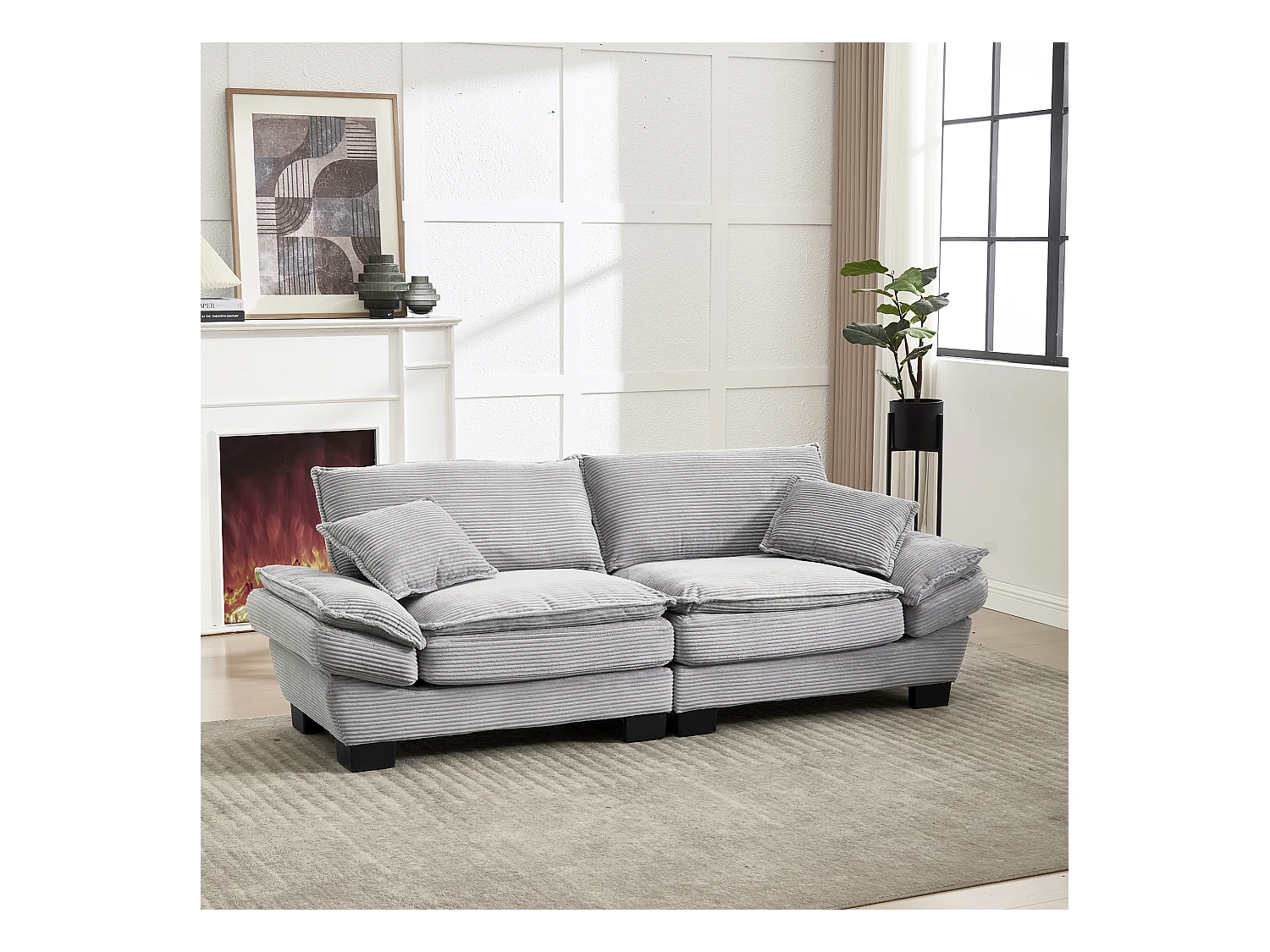 Canapé double moderne et simple - 224 x 81 x 81 cm  - avec une couette - velours - gris clair