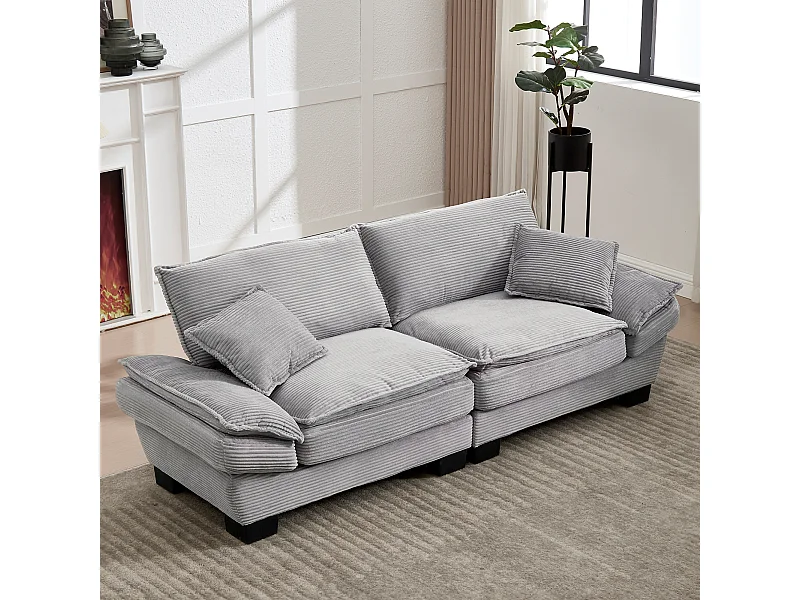 Canapé double moderne et simple - 224 x 81 x 81 cm  - avec une couette - velours - gris clair