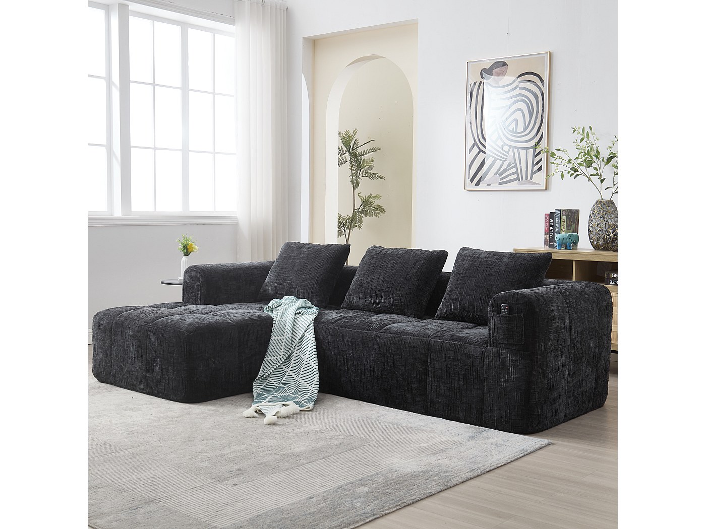 Divano Angolare In L Con Chaise Longue, 166x118x77 Cm, Beige – Massimo Relax, Minimo Spazio!