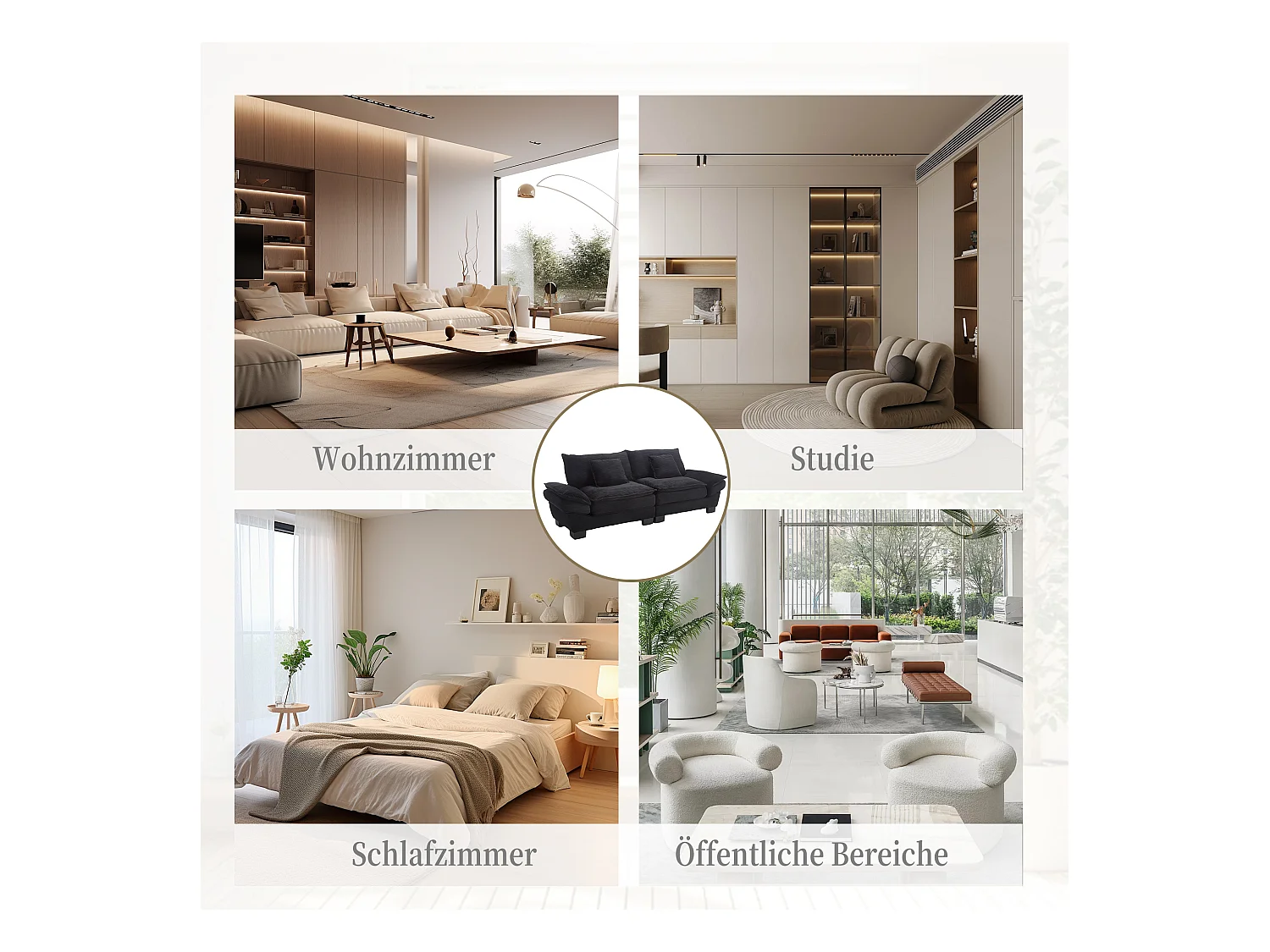 Canapé double moderne et simple - 224 x 81 x 81 cm  - avec une couette - velours - noir