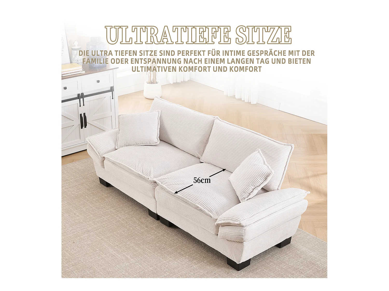 Canapé double moderne et simple - 224 x 81 x 81 cm  - avec une couette - velours - beige