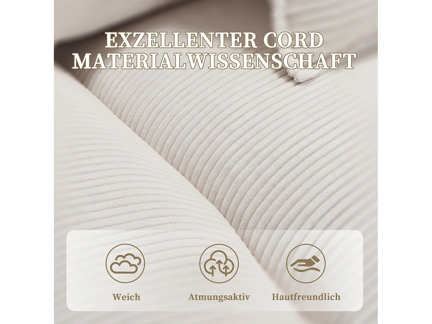 Moderne en eenvoudige tweepersoonsbank - 224 x 81 x 81 cm - met dekbed - fluweel - beige