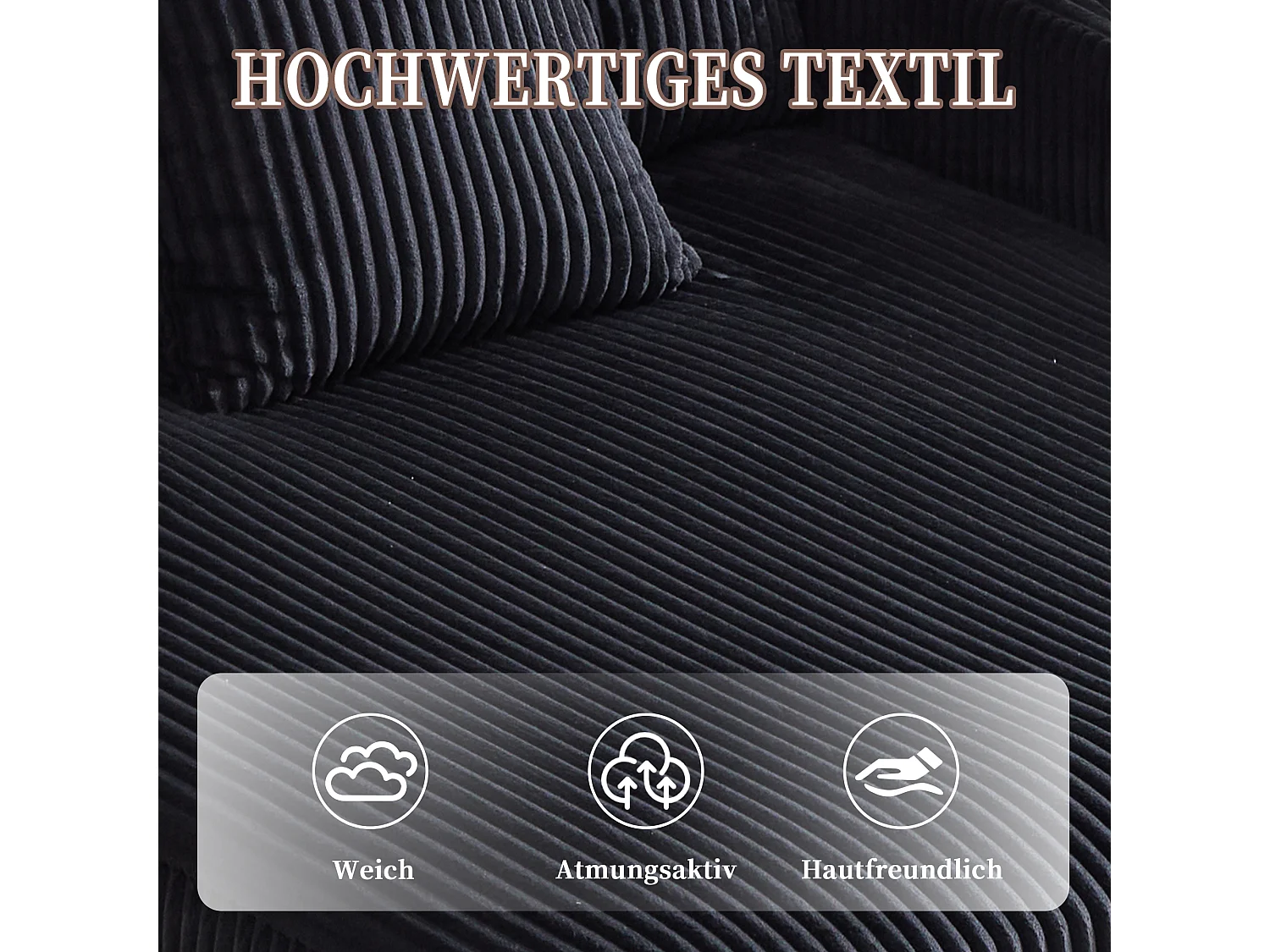 Canapé couchage 3 places - 142 x 128 x 85 cm - avec porte-gobelets + ports USB + Leds - velours - noir