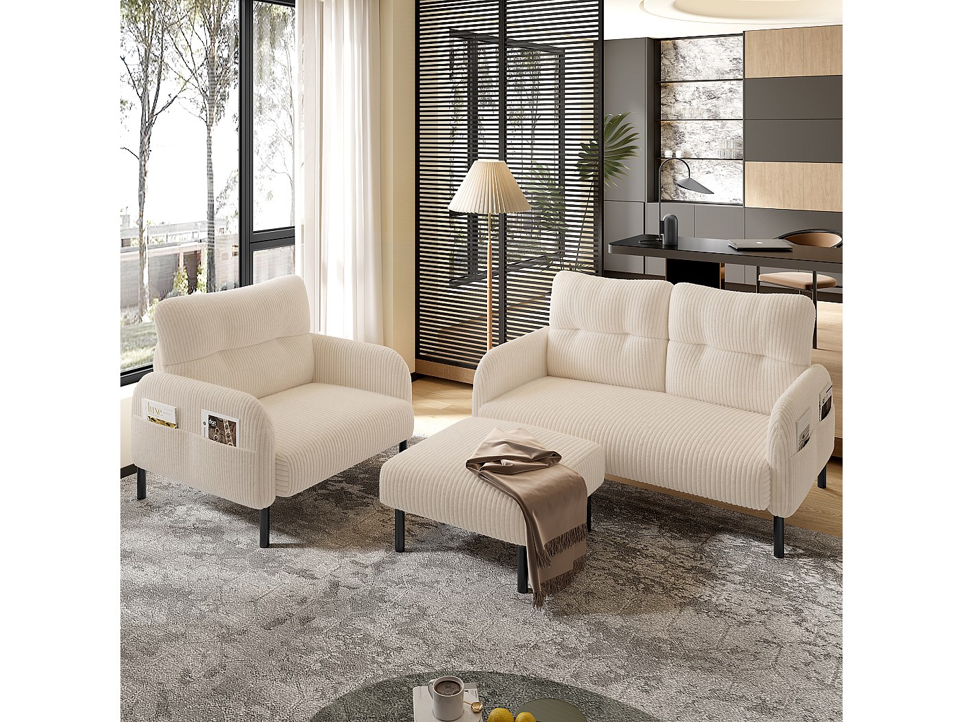 Canapé NOA – Ensemble 3 places + 2 places – Beige