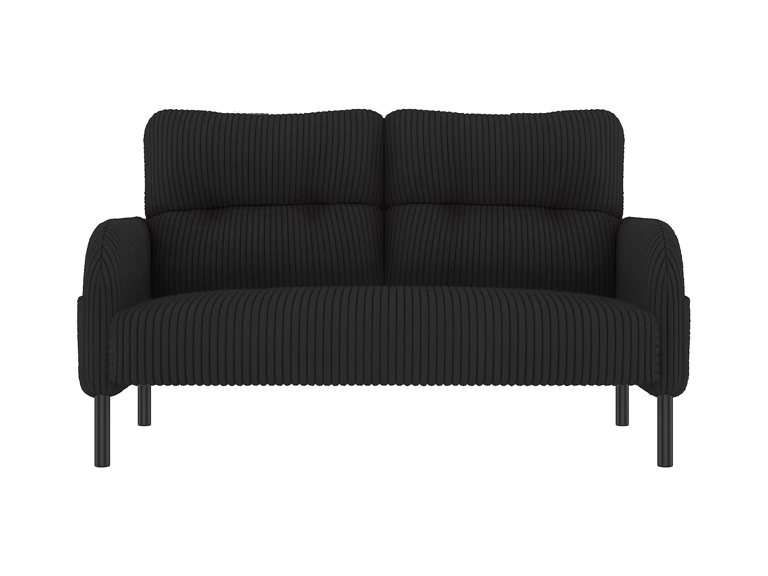 Ensemble Canapé 3 places - 120 x 75 x 79 cm - avec repose-pieds + canapé 2 places + fauteuil - Velours - noir