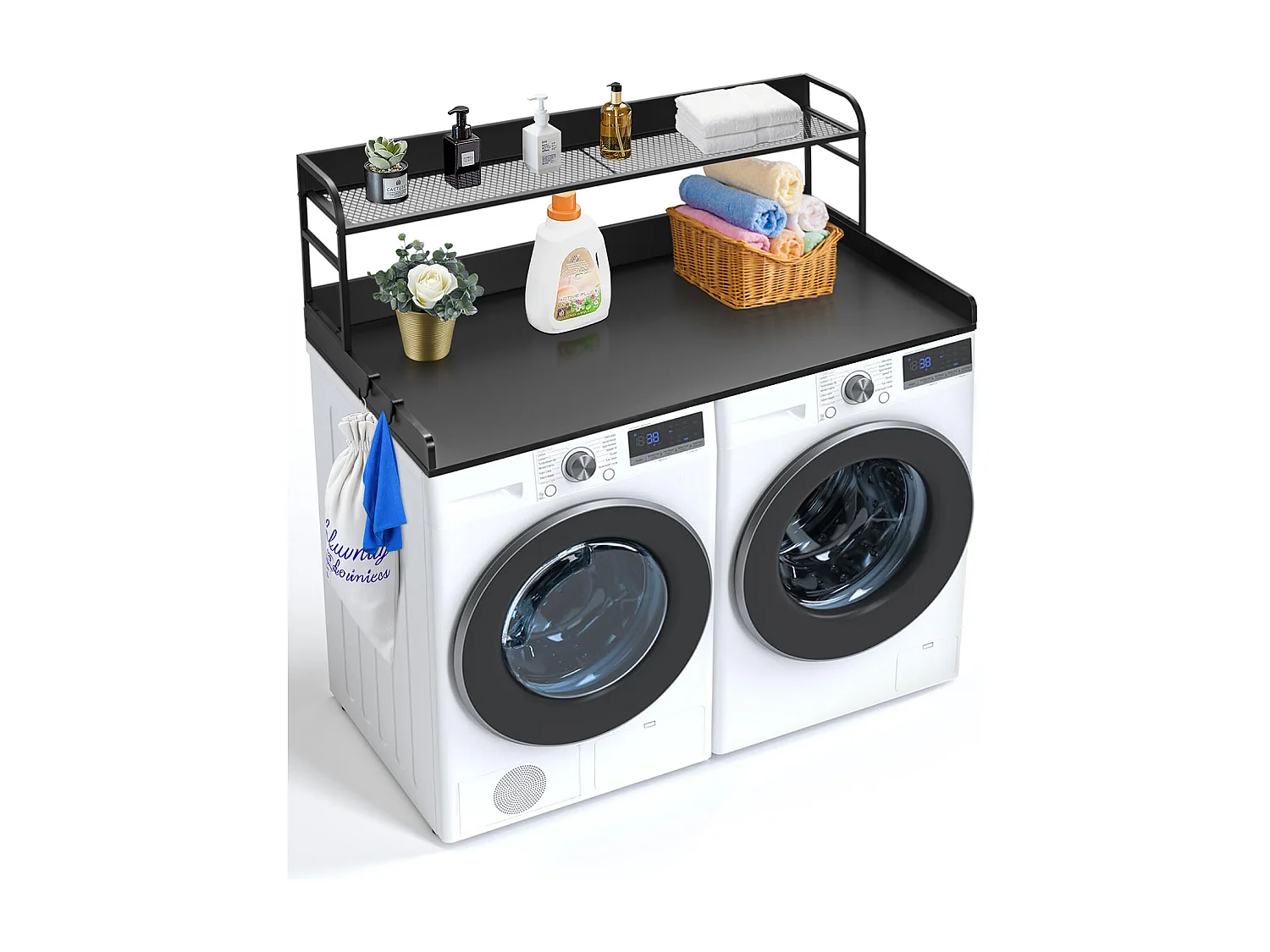 Encimera de Lavadora-Secadora SucceBuy 137x69 CM, Encimera de Lavado de Madera con Almohadillas Antideslizantes, Resistente al Agua para una Organización