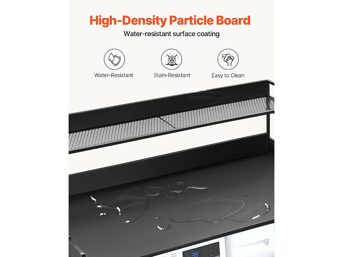 Encimera de Lavadora-Secadora SucceBuy 137x69 CM, Encimera de Lavado de Madera con Almohadillas Antideslizantes, Resistente al Agua para una Organización