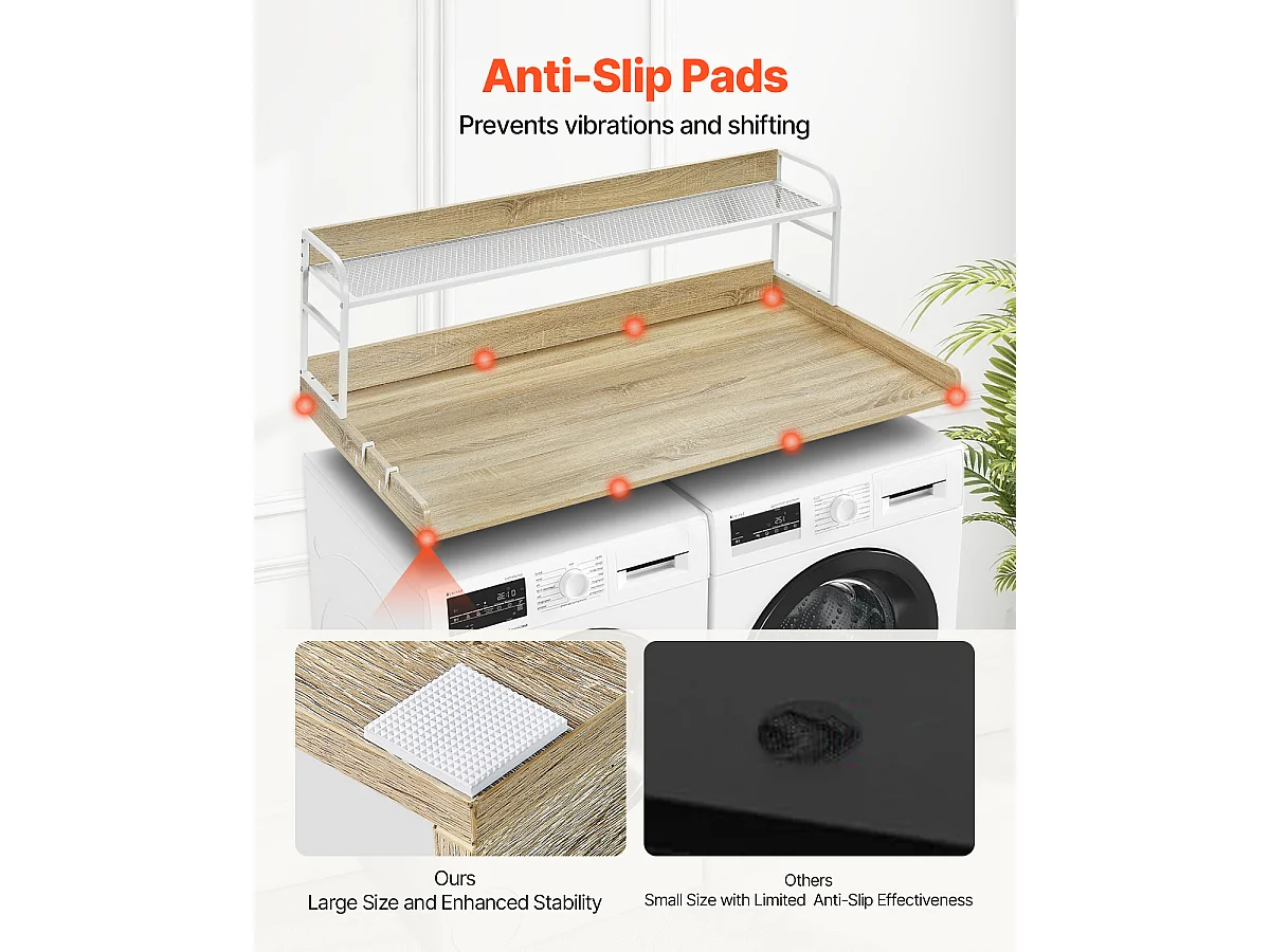 Piano di Lavoro per Lavatrice-Asciugatrice SucceBuy con Scaffale 137x69 CM Copertura per Lavatrice-Asciugatrice in Legno Quercia