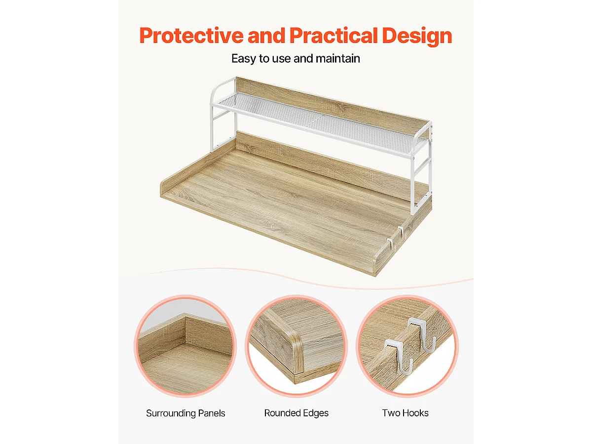 Piano di Lavoro per Lavatrice-Asciugatrice SucceBuy con Scaffale 137x69 CM Copertura per Lavatrice-Asciugatrice in Legno Quercia