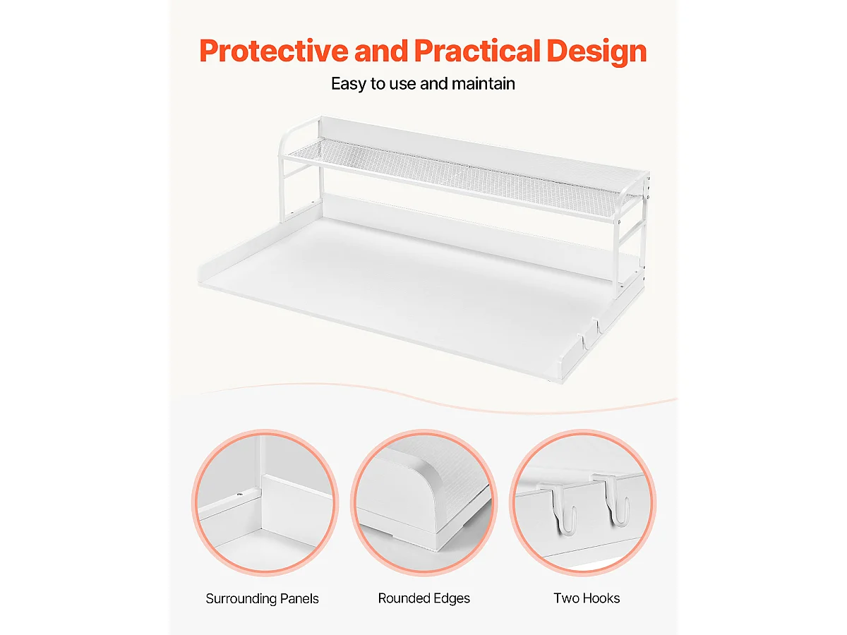 Comptoir de Laveuse-Sécheuse SucceBuy, 137x69 CM avec Étagère à 2 Niveaux avec Coussinets Antidérapants et Housse de Protection pour Linge Résistante à l'Eau
