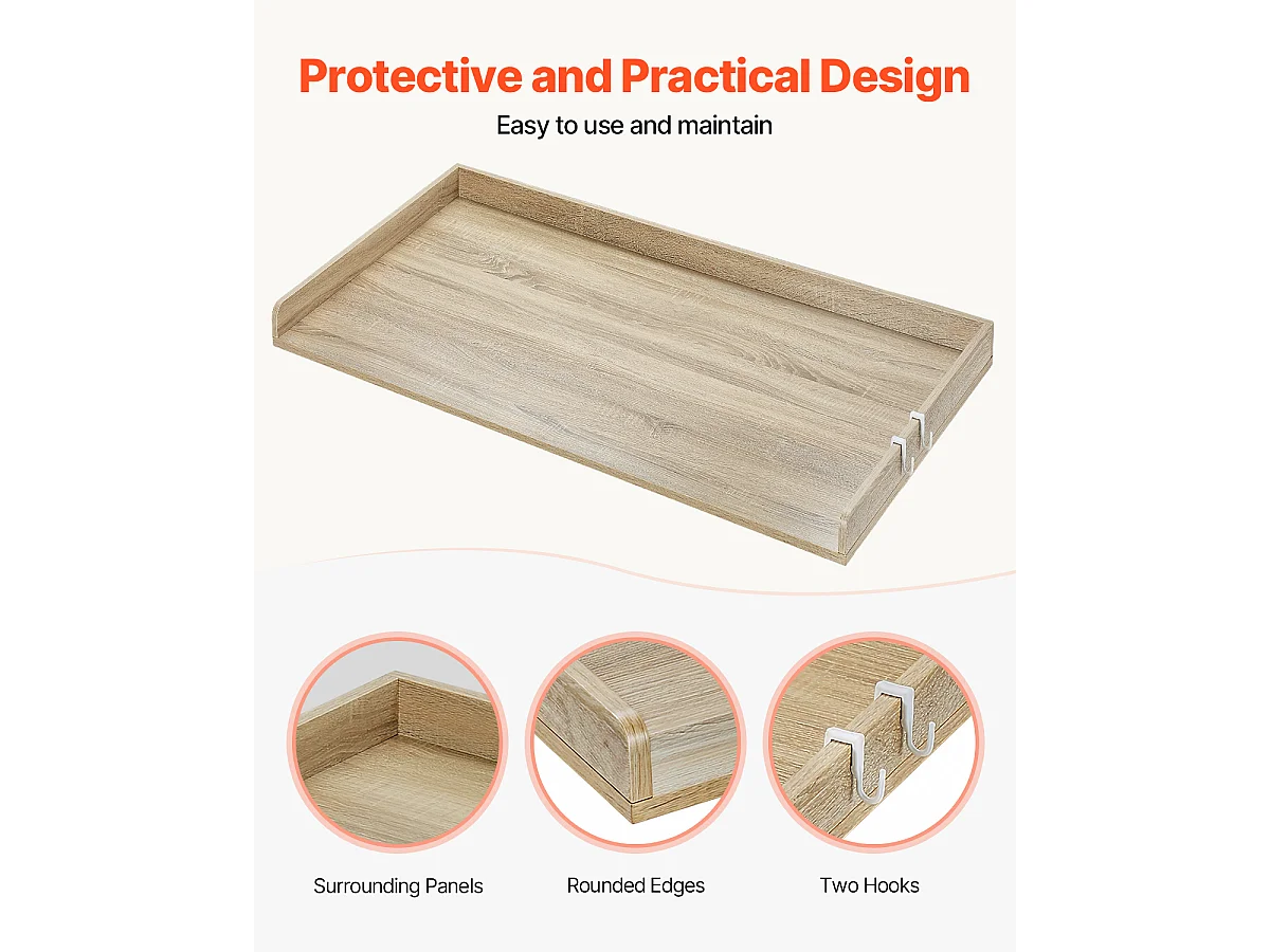 Piano di Appoggio per Lavatrice-Asciugatrice SucceBuy in Legno 137x69 CM, in Legno, Resistente all'Acqua con Cuscinetti Antiscivolo, per Organizzazione Lavaggio