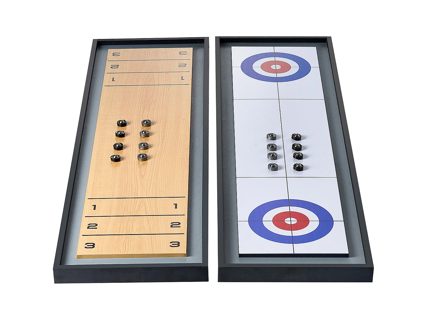Speltafel voor Schijven SucceBuy en Curling 2-in-1 Draagbaar Shuffleboard van 114.3cm