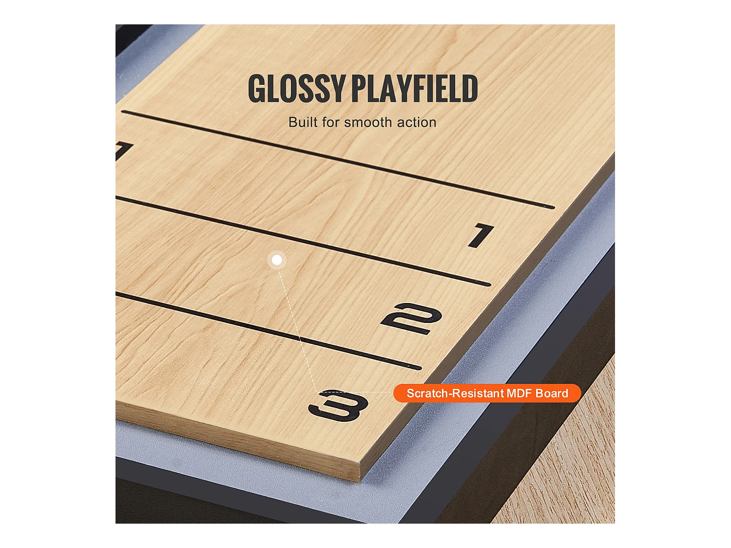 Spieltisch für Puck SucceBuy und Curling 2-in-1 Tragbarer Shuffleboard von 114.3cm