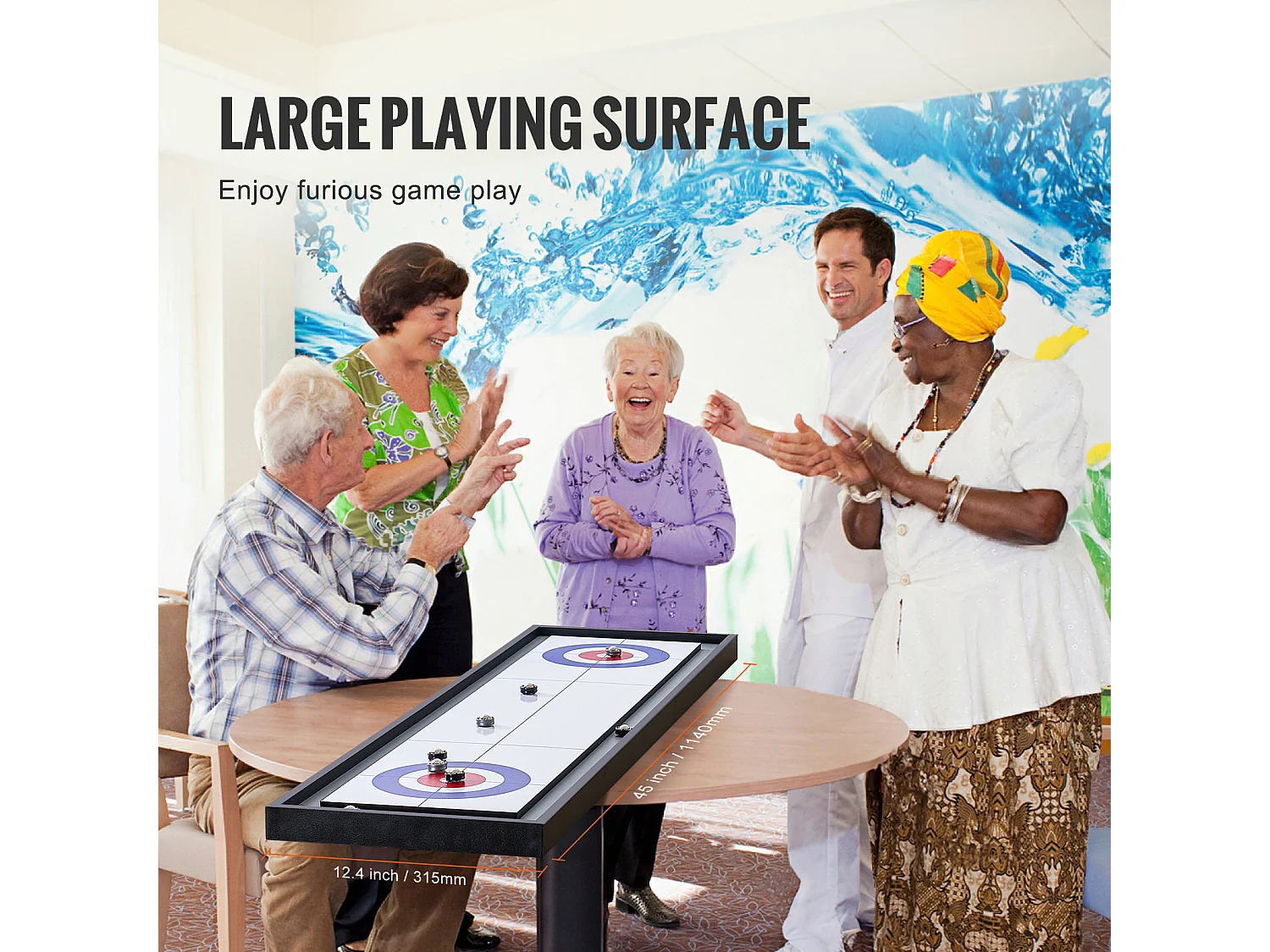 Table de Jeu de Palets SucceBuy et de Curling 2-en-1 Shuffleboard Portable de 114.3cm