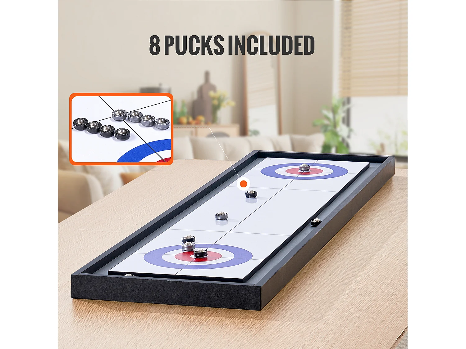 Table de Jeu de Palets SucceBuy et de Curling 2-en-1 Shuffleboard Portable de 114.3cm