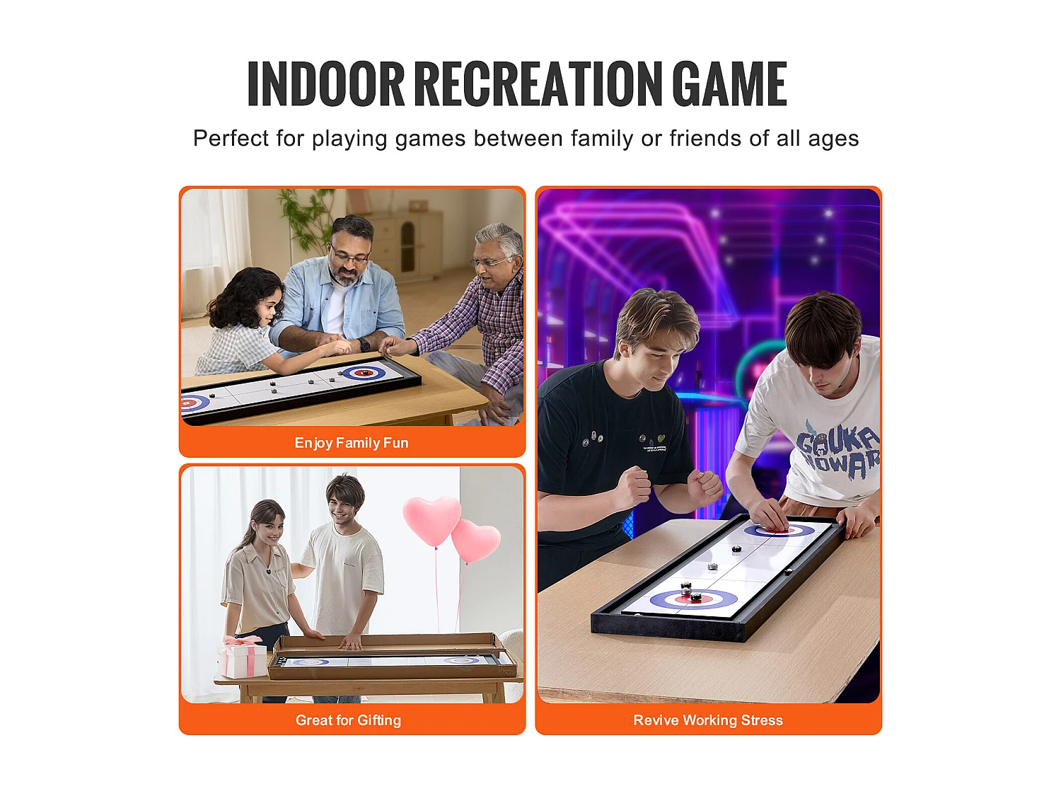 Table de Jeu de Palets SucceBuy et de Curling 2-en-1 Shuffleboard Portable de 114.3cm