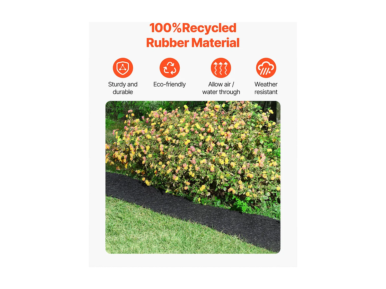 Rotoli di Pacciame SucceBuy 2 in Gomma 305 x 11cm, Tappeto Riciclado, Nero Naturale, Abbellisce Giardini, Previene Erbacce e Fango