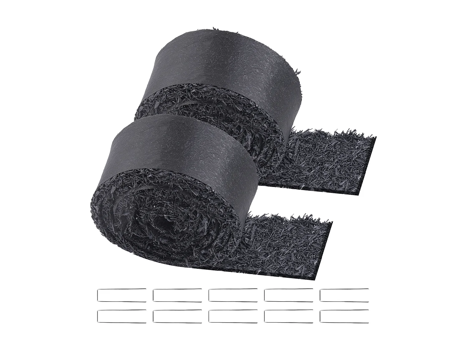 Rotoli di Pacciame SucceBuy 2 in Gomma 305 x 11cm, Tappeto Riciclado, Nero Naturale, Abbellisce Giardini, Previene Erbacce e Fango