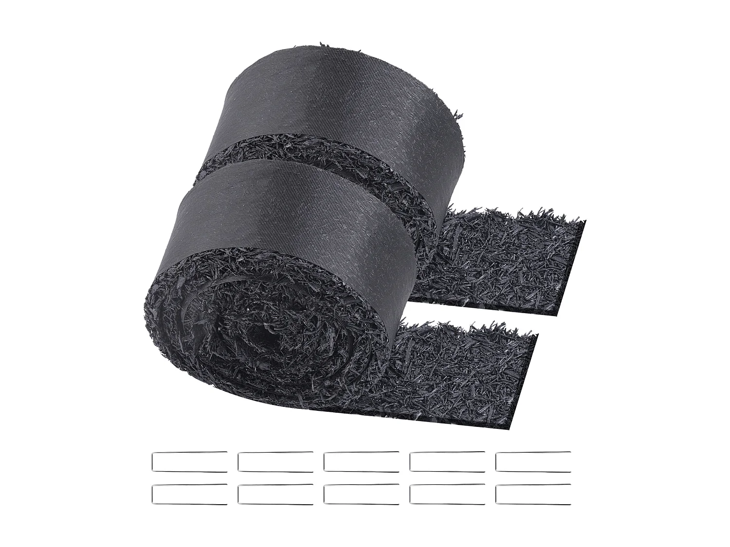 Rotoli di Pacciame SucceBuy 2 in Gomma 305 x 11cm, Tappeto Riciclado, Nero Naturale, Abbellisce Giardini, Previene Erbacce e Fango