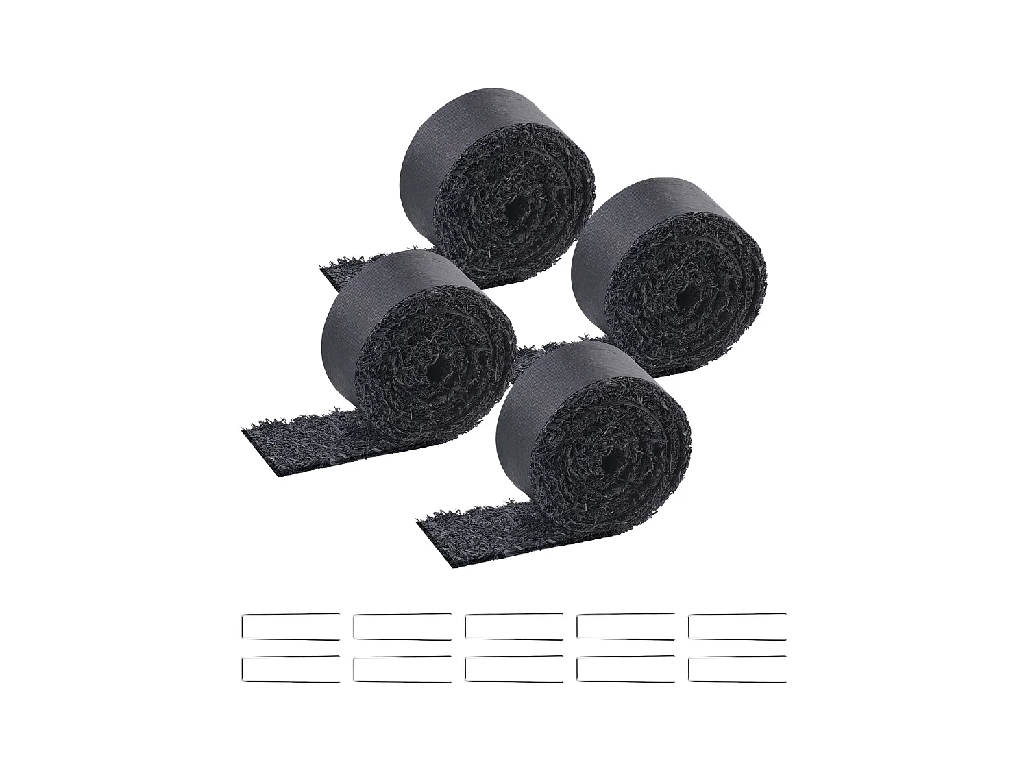 Rouleaux de Paillis SucceBuy pour Aménagement Paysager - 4 Rouleaux, 305 x 11cm, Noir Naturel, Embellit les Jardins, Prévient les Mauvaises Herbes